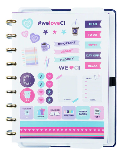 Caderno Inteligente Intense Blue Grande 11 Discos 80 Folhas Azul