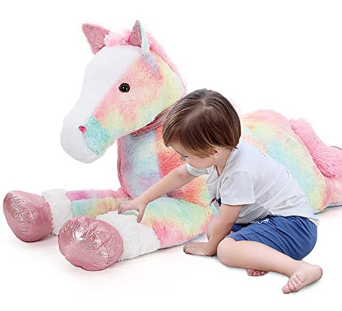 Tezituor Caballo Grande Animal De Peluche Pony Gigante Rosa 