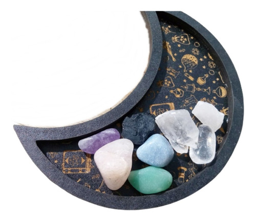 Suporte Lua Pedras Semi Preciosas Altar Witch Com Cristais