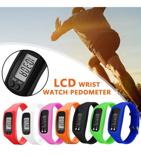 Podómetro Electrónico De Silicona Para Reloj De Pulsera Lcd