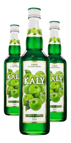 3x Xarope De Maçã Verde Kaly 700ml