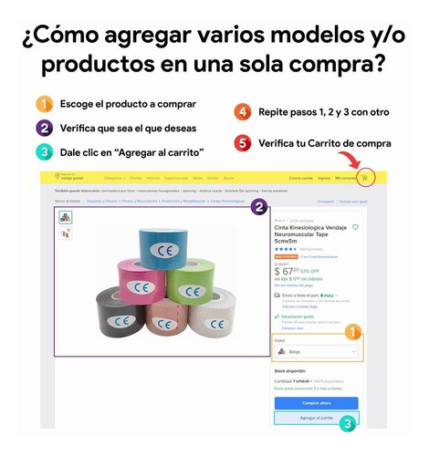 Imagen 7 de 7 de Cinta Kinesiologica Vendaje Neuromuscular Tape 5cmx5m