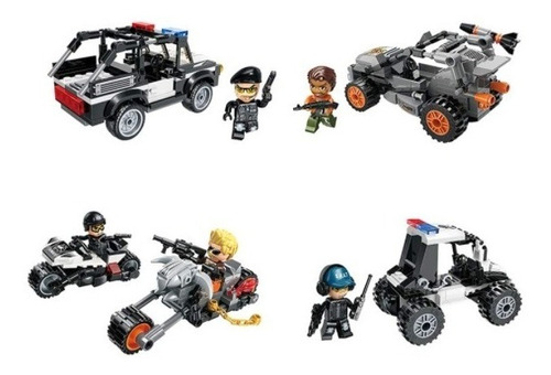 Bloques Didactico Tipo Lego Auto Juguete Carros Policia 490p