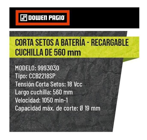 Imagen 6 de 11 de Cortasetos 18 V Dowen Pagio 9993030 Sin Batería