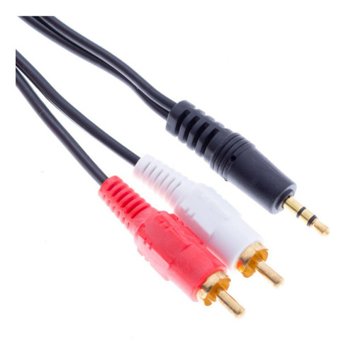 Cabo Adaptador Áudio P2 3.5mm 3 Metros Macho Para 2x Rca Macho Estéreo Para Som, Tv, Pc, Caixa De Som, Home Theater, Dvd E Áudio Profissional