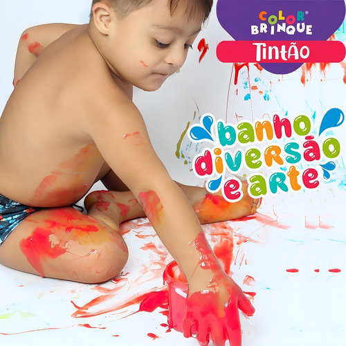 Pintura colorante hecha con jabón para jugar y pintar en el baño