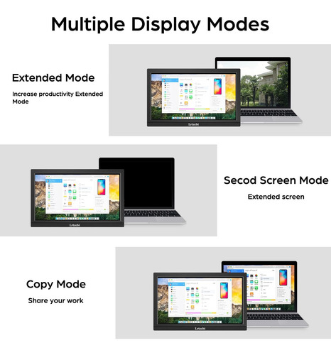 Monitor Portátil Lrtzcbi De 13.3 Pulgadas, Hd 1366x768p Pant
