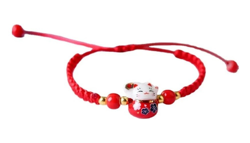 Pulsera Gato Manekineko De La Suerte Cerámica Varios Colores