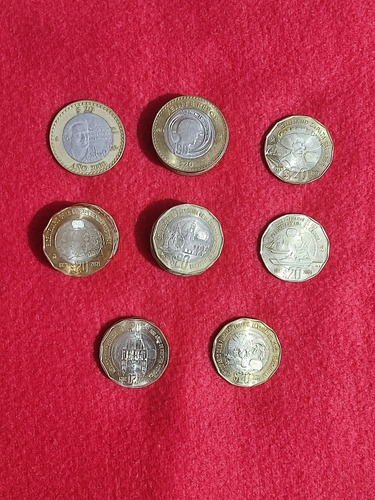 Lote 8 Monedas De $20 Pesos Conmemorativas Diferentes.