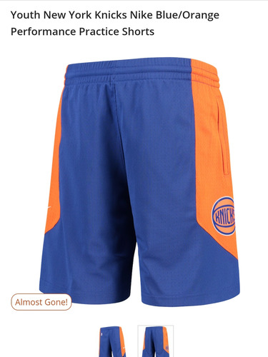 Nike Nba Short Knicks Mediano Azul Naranja Basquetball