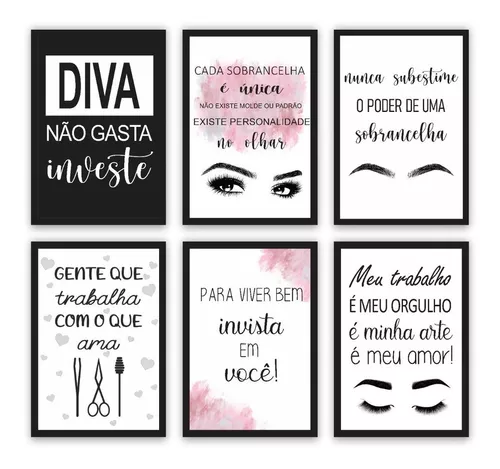 quadro decorativo designer de cílios e sobrancelhas decoração salão de  beleza