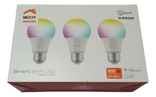 Ampolletas Nexxt Smart Wifi Led Color Bulb 3 Pack