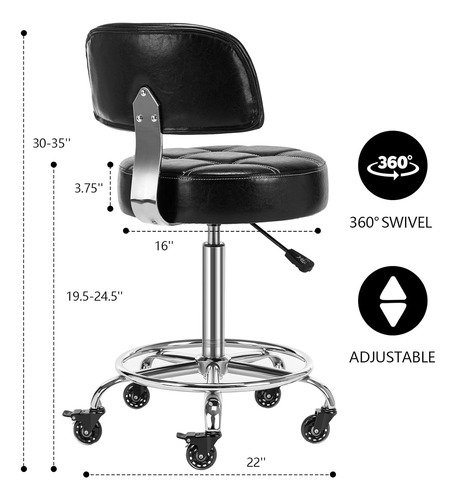 Taburete Con Cerradura Con Respaldo Y Reposapiés, Taburete E