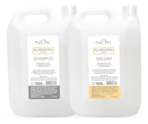 Shampoo Acido Almendras + Balsamo Almendras Nov 1900 Ml.
