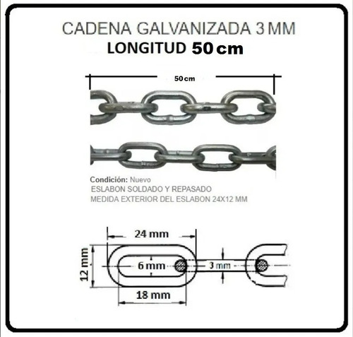 Cadena 1/8 3.2 Mm Por Kilo 3.6 Metros