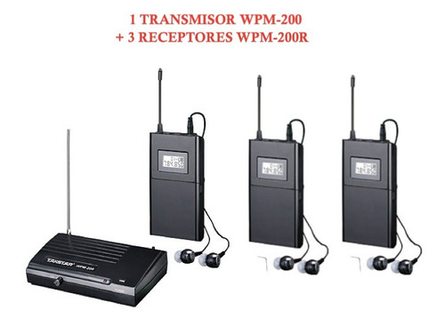 Sistema De Monitoreo Inalambrico Takstar Wpm200 Y 3 Receptor