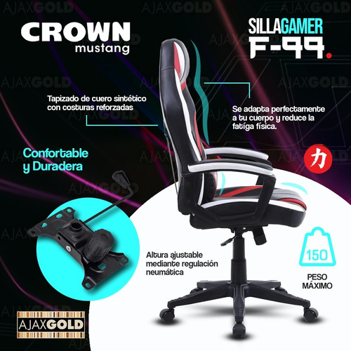 Imagen 4 de 10 de Silla Gamer Escritorio Sillon Ergonomica Con Cuero Sintetico