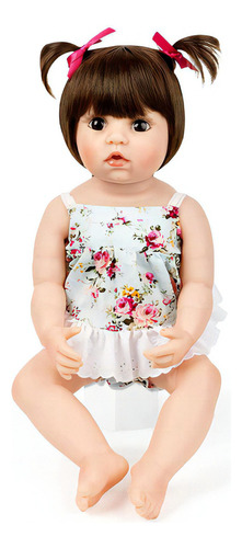 Reborn Muñeca Bebé Realista Cuerpo Silicona Vestido Flores