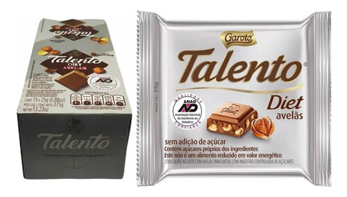 Chocolate Mini Talento Diet Avelãs Garoto 375g - 15x25g