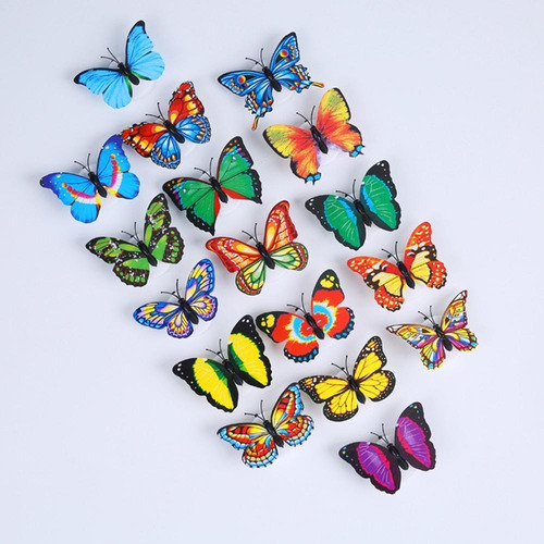 20 Pegatinas De Mariposas 3d Con Luz Led, Adhesivo Para Pare