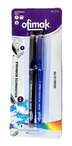 Bolígrafos Borrables, Azul Y Negro. Ofimak