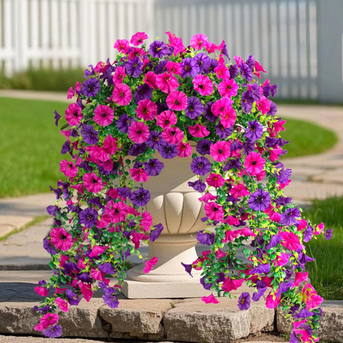 Flores Artificiales Colgantes Para Exteriores, 2 Piezas De F
