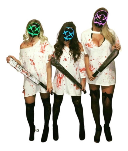 Disfraz La Purga Mascara Led + Machete + Sangre Halloween