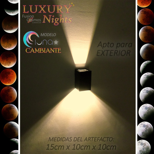 Imagen 8 de 10 de Aplique Pared Exterior Luz Transformable 9 Efectos Led 12w