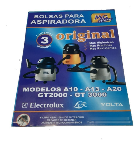 Bolsas A 20 Y Gt 3000 Aspiradora Electrolux Gt30n