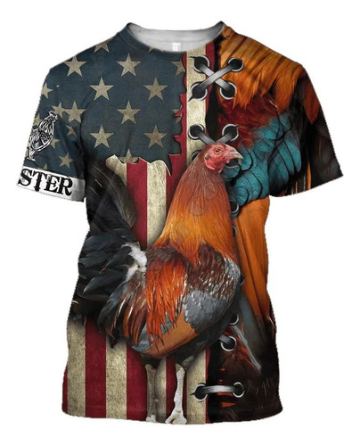 Camiseta Con Estampado 3d De Animales De Cría De Gallos