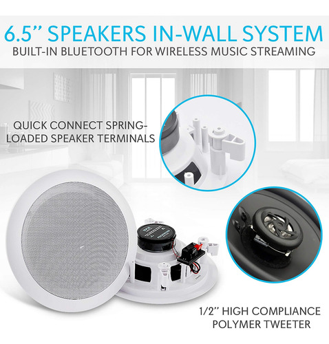 Pyle Par De 6.5 Bluetooth Montaje Empotrado En Pared Sistem