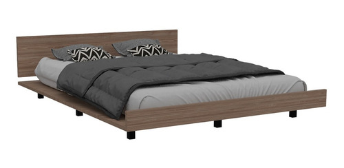Cama 2 Plazas + Comoda 5 Cajones - Miel / Blanco