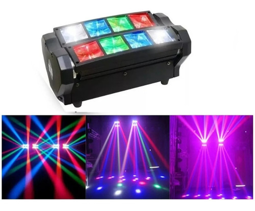 Cabeza Movil Led Spider Beam Rgbw Dmx 8x3w Luz Disco