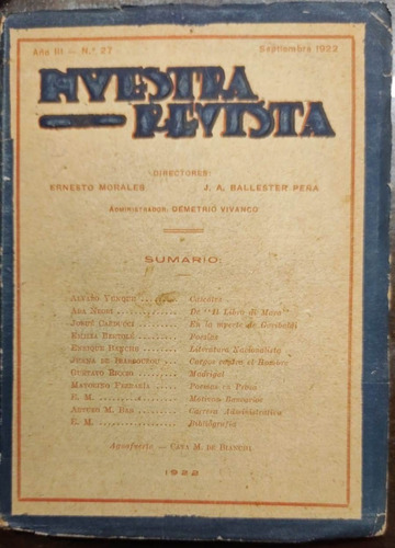 Nuestra Revista Nº 27 - 9/1922. Continuación De Crisol