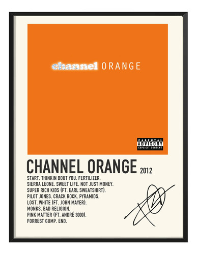 Poster Frank Ocean Album Tracklist Channel Orange 45x30