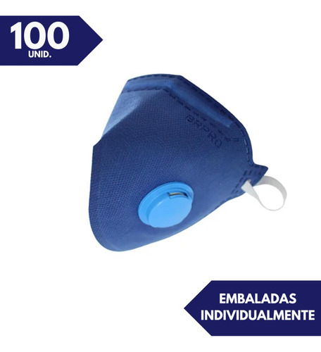 100 Máscara Descartável C/ Valvula Clip Nasal Brpro Ca 46501