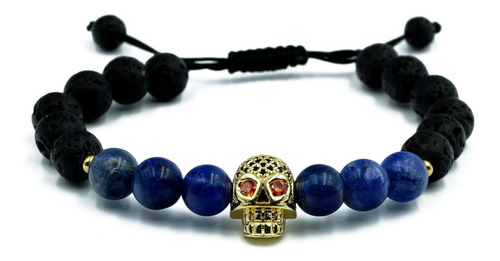 Pulsera Calavera Pavé Sodalite Piedra Volcánica Fiorella