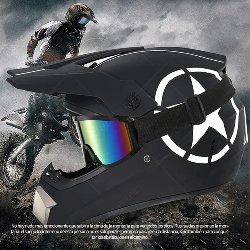  Casco de motocross para adultos, casco integral de montaña,  para jóvenes, ATV, Dirt Bike, bicicleta de carreras de montaña,  todoterreno, MX con guantes y máscara para hombres y mujeres para 4