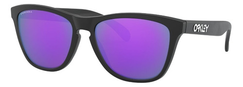 Lente Solar Oakley Frogskins Diseño Cuadrado Para Hombre Color de la lente Violeta Color del armazón Negro Diseño Espejeada