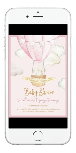 Invitación Baby Shower Tarjeta Digital Animalitos Bebé Nena