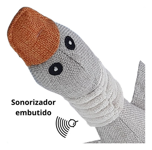 Brinquedo Ganso De Pelúcia Pet Bichinho Médio Porte Forte Cor Marrom-claro