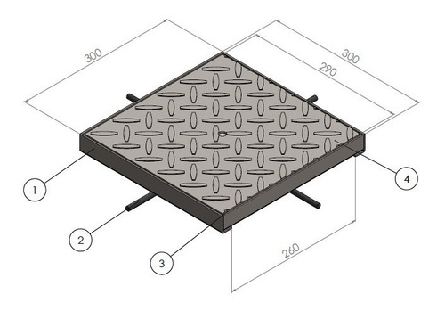 Tapa Camara Ch. Antideslizante 30 X 30cm Galvanizada Ed-tp300g