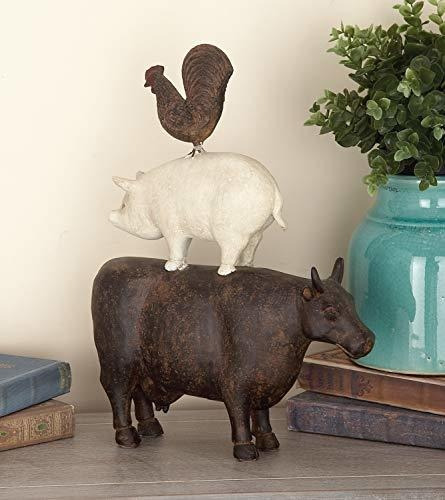 Deco 79 Polystone Farm Animal Stack 10  W, 14  H-44717, 10  