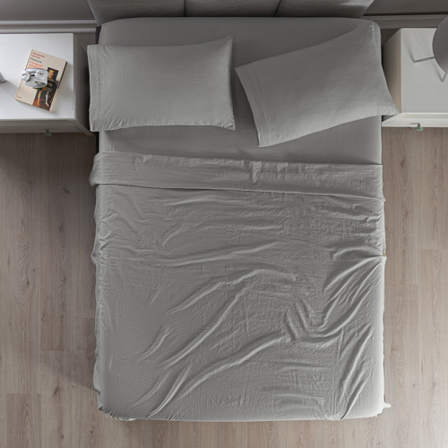 Juego De Sabanas King Size Viasoft Washed Gris Vianney