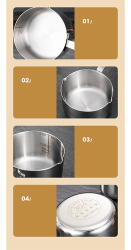 5 Cacerola Pequeña De Acero Inoxidable Con Mango De 250ml