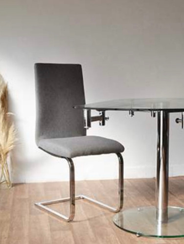 Silla Gala Chenille Base Cromada Pack 4 Unid