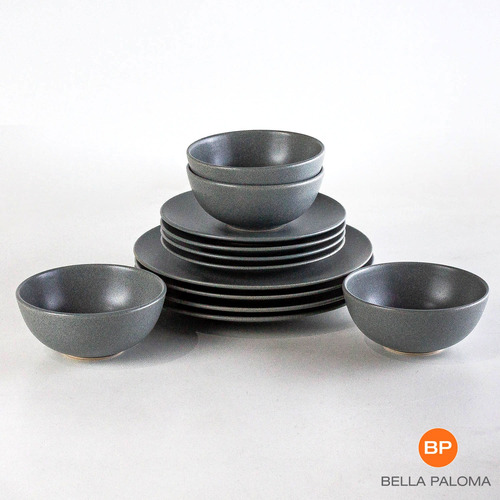 Set X12 Piezas Vajilla Platos Playo Postre Bowls Ceramica