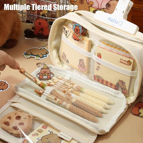 Estuche For Lápices Gran Capybara,transparente,multicapa