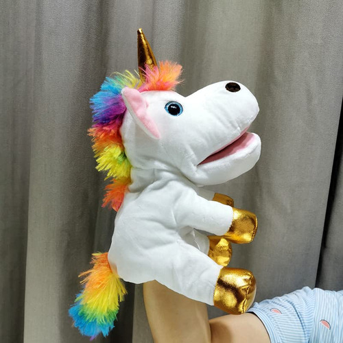 Marioneta De Mano Hopearl Unicornio Peluche Boca Movible