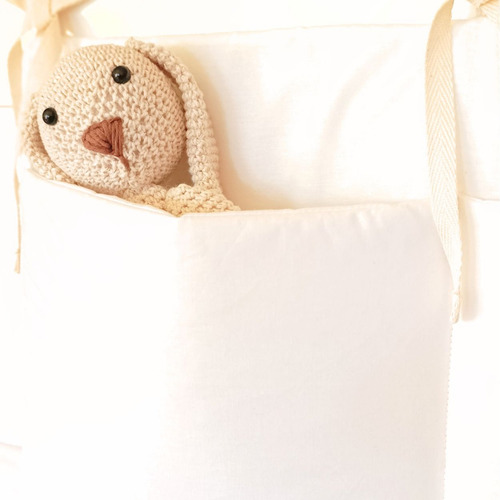 Organizador De Cuna/cama Acolchado 100% Algodón 300 Hilos Blanco